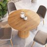 Mesa de Jantar Redonda 100cm Scandi 4 Lugares Lamina Natural de Madeira Mel - 3