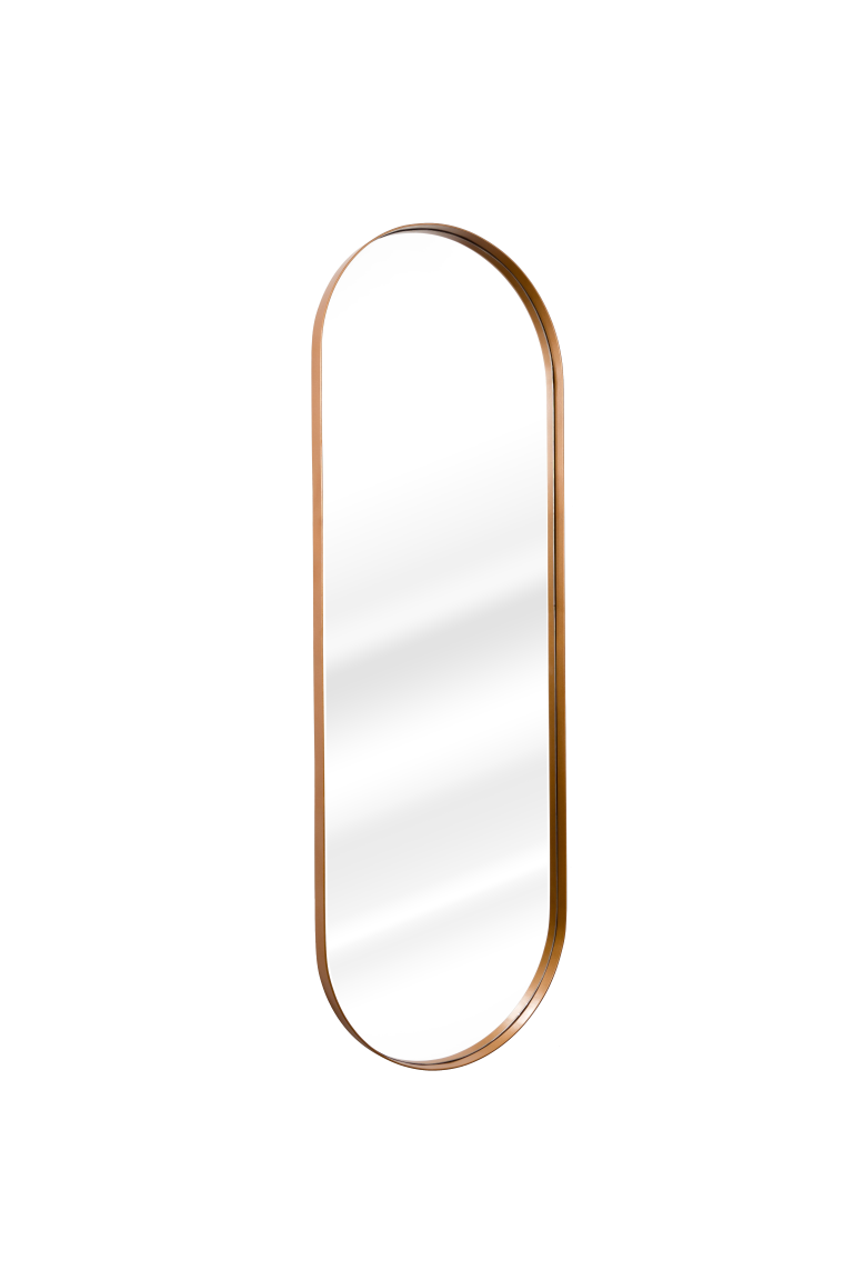 Espelho Oval com Moldura em Metal Corpo Inteiro 150 X 50 Cm - Bronze - 1