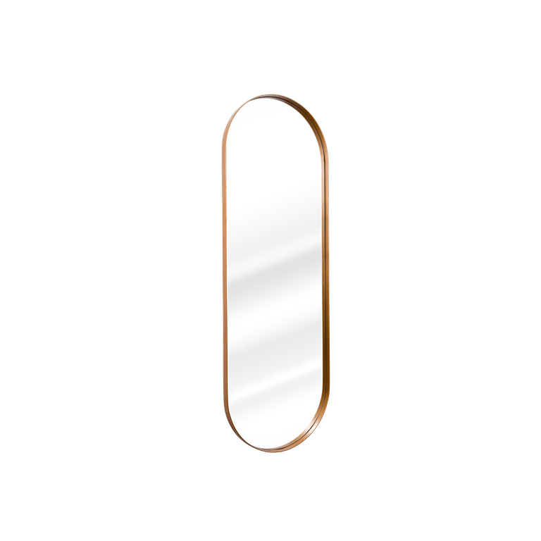 Espelho Grande Oval com Moldura em Metal Corpo Inteiro 150 X 50 Cm Bronze