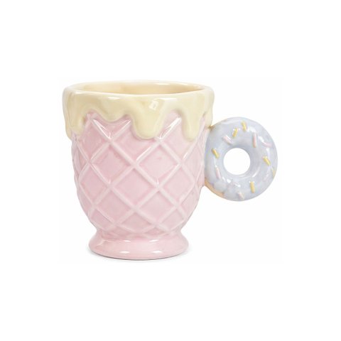Caneca Ceremica Rosquinha Doce Rosa 3401ml 10x14cm Florarte