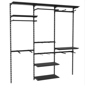Conjunto Estante Cremalheira Comac 3 Estantes 7 Prateleiras 186x200 cm Preto
