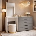 Ver imagem 1 de Cômoda Penteadeira 4 Gavetas Valência Cinza/Branco
