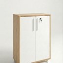 Ver imagem 2 de Balcão Multiuso 2 Portas com Chave MDF Marrom/Lamina Mel/Branco