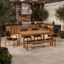 Ver imagem 1 de Mesa de Jantar com Banco de Madeira 180cm e 04 Cadeiras Trammare C07 Corda Preta - Lyam Decor