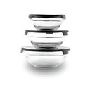 Ver imagem 1 de Conjunto 3 Tigelas de Vidro com Tampa Preta - 550/400/200ml