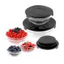 Ver imagem 3 de Conjunto 3 Tigelas de Vidro com Tampa Preta - 550/400/200ml