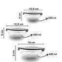 Ver imagem 2 de Conjunto 3 Tigelas de Vidro com Tampa Preta - 550/400/200ml