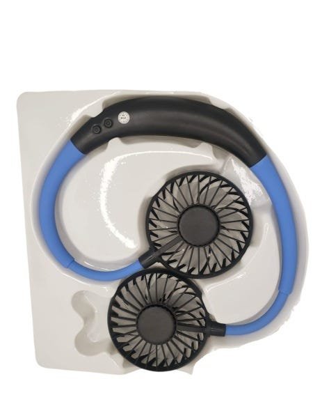Mini Ventilador de Pescoço Azul Duplo com Bateria Recarregavel com Luz Led - 5