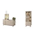 Ver imagem 2 de Conjunto Buffet Mônaco Cristaleira Moss com Porta em MDF Curvo em LED Cumaru/Opala