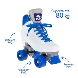 Patins Quad Retro Basic 4 Rodas Branco e Azul Bel - 37 - 2