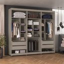 Ver imagem 3 de Guarda Roupa Casal 100% MDF 6 Portas com Espelho 4 Gavetas 235x250 cm Cinza Casamia