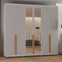 Ver imagem 1 de Guarda Roupa Casal 100% MDF 6 Portas com Espelho 4 Gavetas 235x250 cm Cinza Casamia
