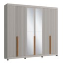 Ver imagem 2 de Guarda Roupa Casal 100% MDF 6 Portas com Espelho 4 Gavetas 235x250 cm Cinza Casamia