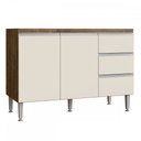 Ver imagem 2 de Balcão de Cozinha Athena 2 Portas 3 Gavetas Itauba/Off White - Irm Móveis