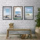 Ver imagem 1 de Kit 3 Quadros Decorativos Fotografias Janelas praia 33x24cm:madeira Branca