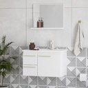 Ver imagem 3 de Kit Banheiro Aço Caja 60 com Lavatorio Branco - 103844 - Cozimax