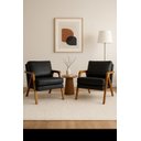 Ver imagem 1 de Conjunto 2 Poltrona Mona Luxo Madeira Maciça Tecido Corino:corino Preto