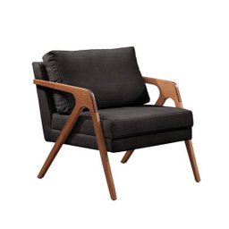 Conjunto 2 Poltrona Mona Luxo Madeira Maciça Tecido Corino:corino Preto - 3