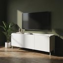 Ver imagem 3 de Rack para Tv até 55 Polegadas 3 Portas 2 Prateleiras Curvê Br164 Branco - Brv Móveis
