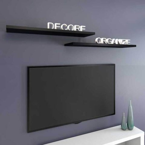Prateleira Flutuante 25x60 cms com suporte incluso PBS PLUS 2560 - Preto