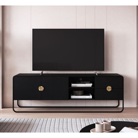 Rack 180cm 2 Portas 2 Gavetas Orgânico Pé Metal Luna Artesano