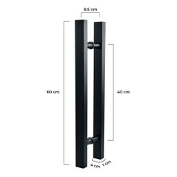 Puxador Aço Inox Preto 60cm | Resistente | Vários Modelos de Portas - 7
