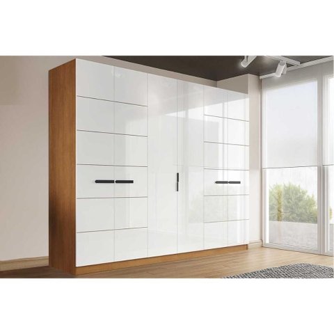 Guarda Roupa 6 Portas e 4 Gavetas Lisboa Freijo/branco - Politorno