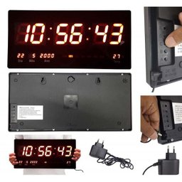 Relógio Digital de Parede com Led e Termometro Calendario Data Grande - 1