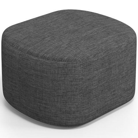 Puff Decorativo Orgânico para Living Quarto 70cm Doha W01 Linho Cinza Escuro - Lyam Decor