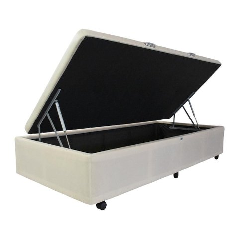 Cama Box Baú Castor Solteiro Vellus Bege 100x200x35cm