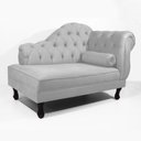 Ver imagem 1 de Recamier Sofá Divã Com Pés Retro 120X60 - Elã:Suede Cinza Claro