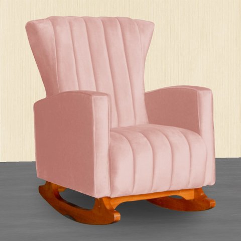 Poltrona Estofada de Balanço Melinda Veludo Rosa - Lm Decor