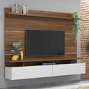 Ver imagem 1 de Painel para TV Até 65 Polegadas 180cm Mdf Nogal com Branco Veneza - On Móveis