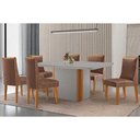 Ver imagem 1 de Conjunto: Mesa Sala Jantar Pietã¡ Curvo 180cm + 6 Cadeiras Dakota Madeira Naturale/off White -