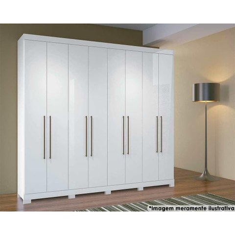Guarda Roupa Casal 8 Portas e 4 Gavetas C/ Pés Master Vip 8.4 Branco - Santos Andirá