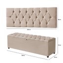 Ver mais imagens de Cabeceira Casal Paris Estofada Painel com Recamier Baú 130cm para Cama Box Bege - Arkell