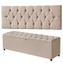 Ver imagem 2 de Cabeceira Casal Paris Estofada Painel com Recamier Baú 130cm para Cama Box Bege - Arkell