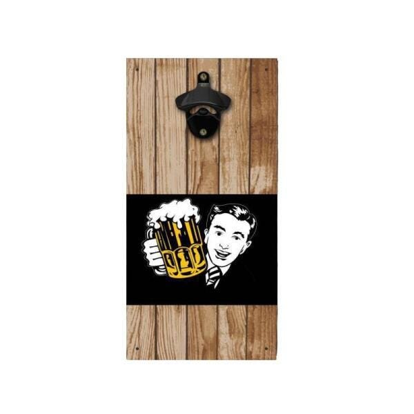Placa Com Abridor De Cerveja-Imã Para Tampinhas-Caneca - 3