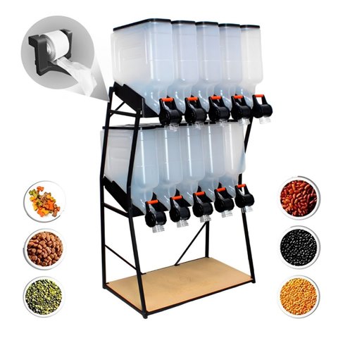 Dispenser 10 Módulos 35 Litros ou 15 Kilos Armazenamento Ração Grão Cereais 2 Geração Preto Agp