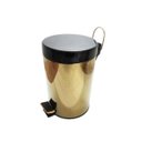 Ver imagem 1 de Lixeira Dourada Com Tampa Preta Em Aço Inox Com Pedal 5L