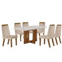 Ver imagem 2 de Conjunto Mesa de Jantar com Vidro e 6 Cadeiras 160cm Multimóveis Crljm-CON026 Madeirado/Off White