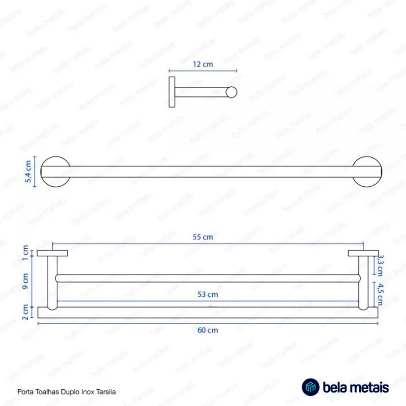 Porta Toalhas Duplo Inox Tarsila Escovado - 6