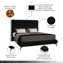 Ver imagem 3 de Conjunto Cabeceira e Base para Colchão Queen Bezos com Pés em Alumínio Veludo Preto G91 - Gran Belo