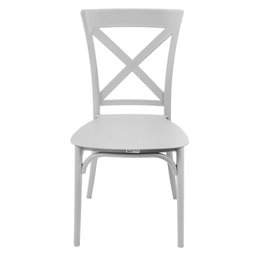 Cadeira De Plástico Polipropileno Cross Nude/Natural Com Pés Alumínio - 2 Cadeira De Plástico Polipropileno Cross Nude/Natural Com Pés Alumínio - 2