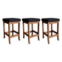 Ver imagem 1 de Kit 3 Banquetas Médias Modernas Barcelona Estofada 64 cm Madeira Maciça Suede Preto CCS