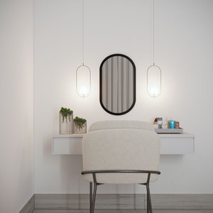 Espelho Oval Decorativo para Quarto 60x35cm - Preto