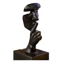Ver imagem 2 de Escultura Rosto Humano Arte Moderna Silêncio Máscara 55cm:preto Fosco