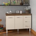 Ver imagem 3 de Balcão Gabinete para Pia 118 Cm Cozinha Bruna Savana Off White com Tampo Tampão 120 Cm Savana