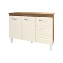 Ver imagem 4 de Balcão Gabinete para Pia 118 Cm Cozinha Bruna Savana Off White com Tampo Tampão 120 Cm Savana