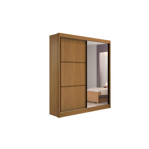 Guarda Roupa Solteiro com Espelho 2 Portas 100% Mdf Atenas Cinamomo - D' Doro Móveis